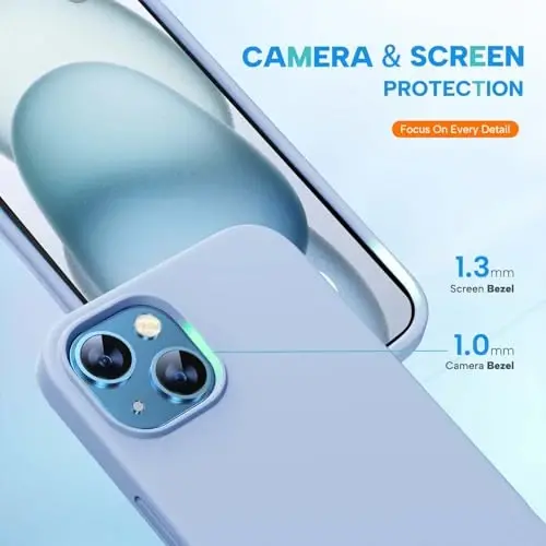 Miracase Designed for iPhone 13 Case, with Tempered Glass Screen Protector, [Soft Anti-Scratch Microfiber Lining], Shockproof Liquid Silicone Rubber Phone Case Cover for 13 6.1 inch, Clove Purple - 5