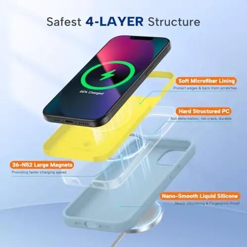 Miracase Designed for iPhone 13 Case, with Tempered Glass Screen Protector, [Soft Anti-Scratch Microfiber Lining], Shockproof Liquid Silicone Rubber Phone Case Cover for 13 6.1 inch, Clove Purple - 3