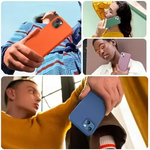 Miracase Designed for iPhone 13 Case, with Tempered Glass Screen Protector, [Soft Anti-Scratch Microfiber Lining], Shockproof Liquid Silicone Rubber Phone Case Cover for 13 6.1 inch, Glass Blue - 6