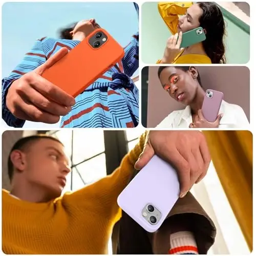 Miracase Designed for iPhone 13 Case, with Tempered Glass Screen Protector, [Soft Anti-Scratch Microfiber Lining], Shockproof Liquid Silicone Rubber Phone Case Cover for 13 6.1 inch, Light Purple - 6