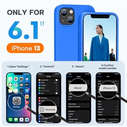 Miracase Designed for iPhone 13 Case, with Tempered Glass Screen Protector, [Soft Anti-Scratch Microfiber Lining], Shockproof Liquid Silicone Rubber Phone Case for 13 6.1 inch, Mediterranean Blue - 3