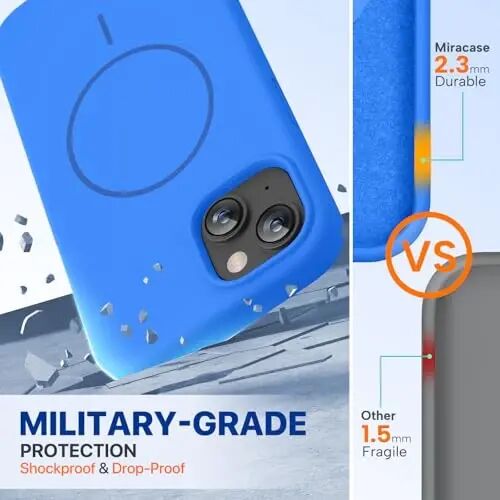 Miracase Designed for iPhone 13 Case, with Tempered Glass Screen Protector, [Soft Anti-Scratch Microfiber Lining], Shockproof Liquid Silicone Rubber Phone Case for 13 6.1 inch, Mediterranean Blue - 2