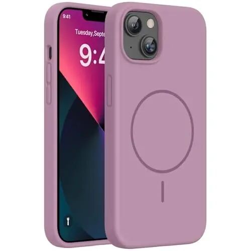 Miracase Designed for iPhone 13 Case, with Tempered Glass Screen Protector, [Soft Anti-Scratch Microfiber Lining], Shockproof Liquid Silicone Rubber Phone Cover Case for 13 6.1 inch, Blackcurrant - 1