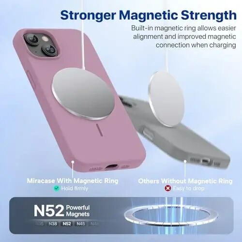 Miracase Designed for iPhone 13 Case, with Tempered Glass Screen Protector, [Soft Anti-Scratch Microfiber Lining], Shockproof Liquid Silicone Rubber Phone Cover Case for 13 6.1 inch, Blackcurrant - 4