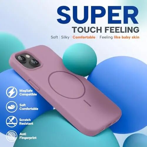 Miracase Designed for iPhone 13 Case, with Tempered Glass Screen Protector, [Soft Anti-Scratch Microfiber Lining], Shockproof Liquid Silicone Rubber Phone Cover Case for 13 6.1 inch, Blackcurrant - 5