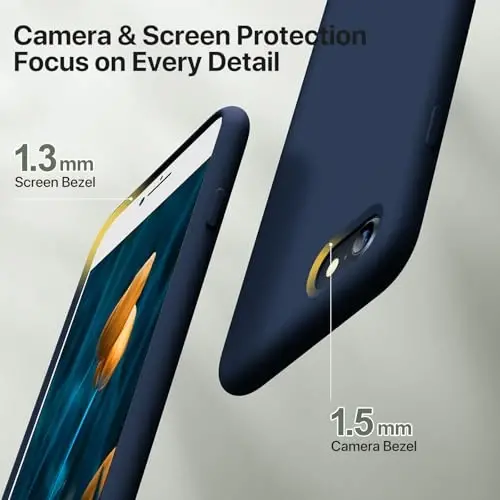 Miracase Designed for iPhone 13 Case, with Tempered Glass Screen Protector, [Soft Anti-Scratch Microfiber Lining], Shockproof Liquid Silicone Rubber Phone Cover Case for 13 6.1 inch, Dark Blue - MIRACASE (1)