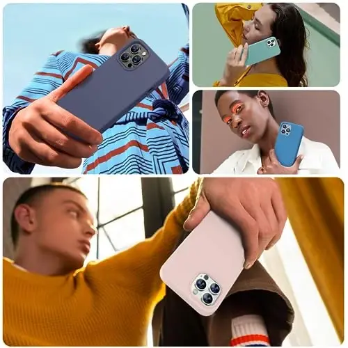 Miracase Designed for iPhone 13 Pro Case, with Tempered Glass Screen Protector, [Soft Anti-Scratch Microfiber Lining], Shockproof Liquid Silicone Phone Case Cover for 13 Pro 6.1 inch, Sand Pink - 5