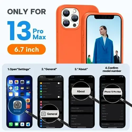 Miracase Designed for iPhone 13 Pro Max Case with Screen Protector,[Soft Anti-Scratch Microfiber Lining],Shockproof Liquid Silicone Rubber Phone Case Cover 6.7 inch, Orange - 2