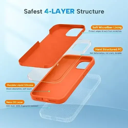 Miracase Designed for iPhone 13 Pro Max Case with Screen Protector,[Soft Anti-Scratch Microfiber Lining],Shockproof Liquid Silicone Rubber Phone Case Cover 6.7 inch, Orange - 6