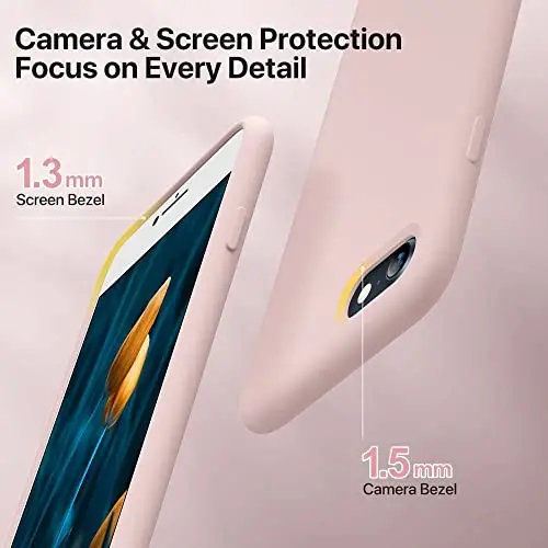 Miracase Designed for iPhone 13 Pro Max Case with Screen Protector,[Soft Anti-Scratch Microfiber Lining],Shockproof Liquid Silicone Rubber Phone Case Cover 6.7 inch, Sand Pink - 3