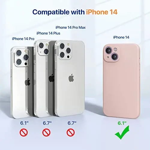 Miracase Designed for iPhone 14 Case with Screen Protector, [Upgraded Enhanced Camera Protection], Shockproof Liquid Silicone Case with Microfiber Lining, 6.1 inch, Sand Pink 