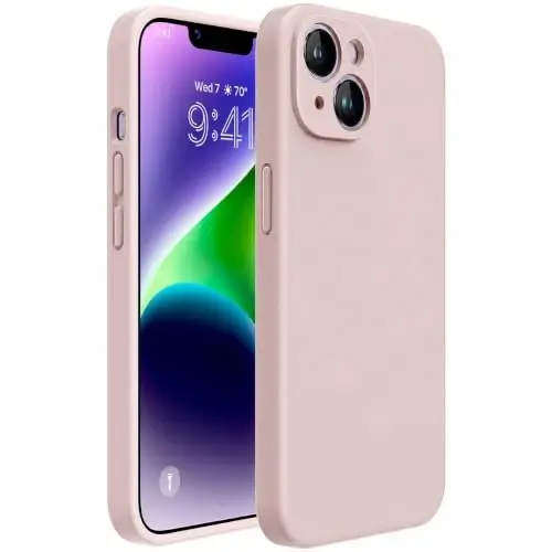 Miracase Designed for iPhone 14 Case with Screen Protector, [Upgraded Enhanced Camera Protection], Shockproof Liquid Silicone Case with Microfiber Lining, 6.1 inch, Sand Pink 