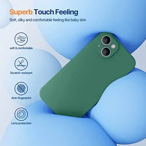 Miracase Designed for iPhone 14 Case with Screen Protector,[Upgraded Enhanced Camera Protection],Shockproof Liquid Silicone Case with Microfiber Lining, 6.1 inch,Acacia Green - 3