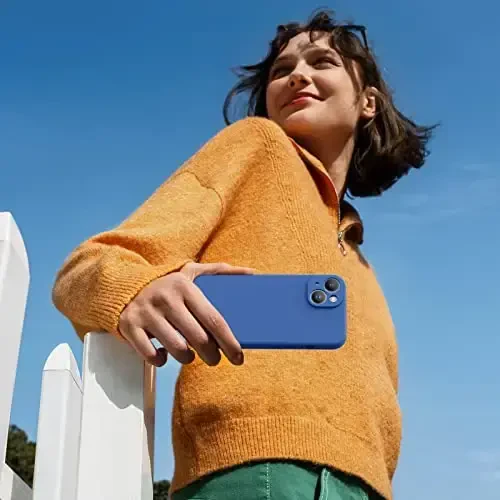 Miracase Designed for iPhone 14 Case with Screen Protector,[Upgraded Enhanced Camera Protection],Shockproof Liquid Silicone Case with Microfiber Lining, 6.1 inch,Azure Blue - 6