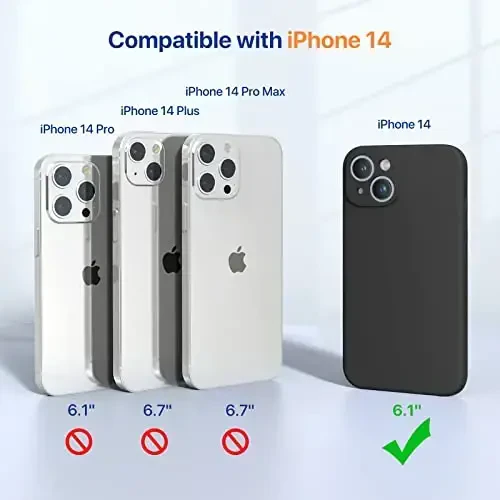 Miracase Designed for iPhone 14 Case with Screen Protector,[Upgraded Enhanced Camera Protection],Shockproof Liquid Silicone Case with Microfiber Lining, 6.1 inch,Black - 2