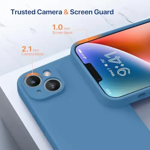 Miracase Designed for iPhone 14 Case with Screen Protector,[Upgraded Enhanced Camera Protection],Shockproof Liquid Silicone Case with Microfiber Lining, 6.1 inch,Capri Blue - 2