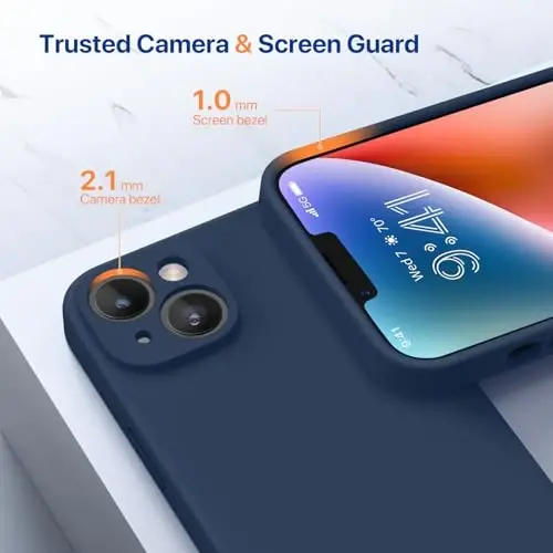 Miracase Designed for iPhone 14 Case with Screen Protector,[Upgraded Enhanced Camera Protection],Shockproof Liquid Silicone Case with Microfiber Lining, 6.1 inch,Dark Blue - 3