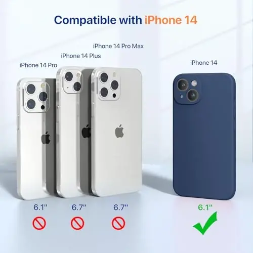 Miracase Designed for iPhone 14 Case with Screen Protector,[Upgraded Enhanced Camera Protection],Shockproof Liquid Silicone Case with Microfiber Lining, 6.1 inch,Dark Blue - 6