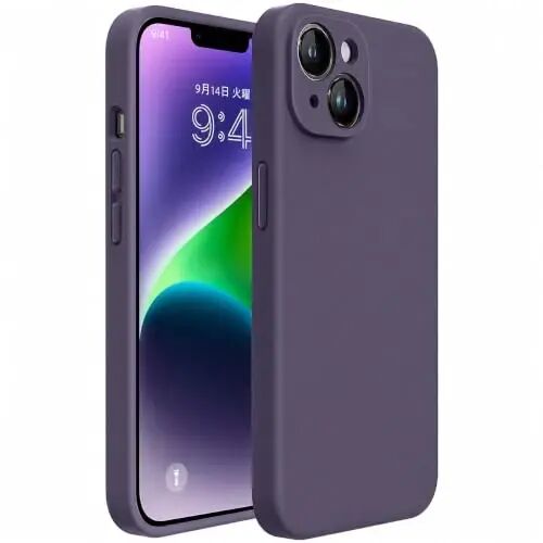 Miracase Designed for iPhone 14 Case with Screen Protector,[Upgraded Enhanced Camera Protection],Shockproof Liquid Silicone Case with Microfiber Lining, 6.1 inch,Dark Purple - 1