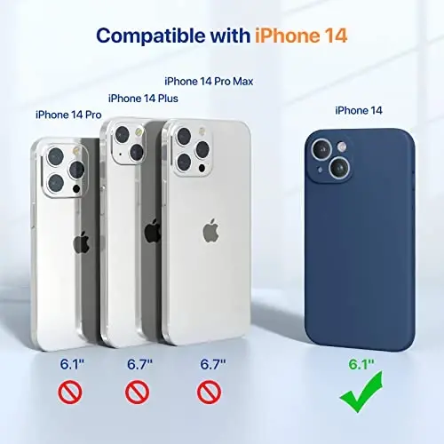 Miracase Designed for iPhone 14 Case with Screen Protector,[Upgraded Enhanced Camera Protection],Shockproof Liquid Silicone Case with Microfiber Lining, 6.1 inch,Glass Blue 