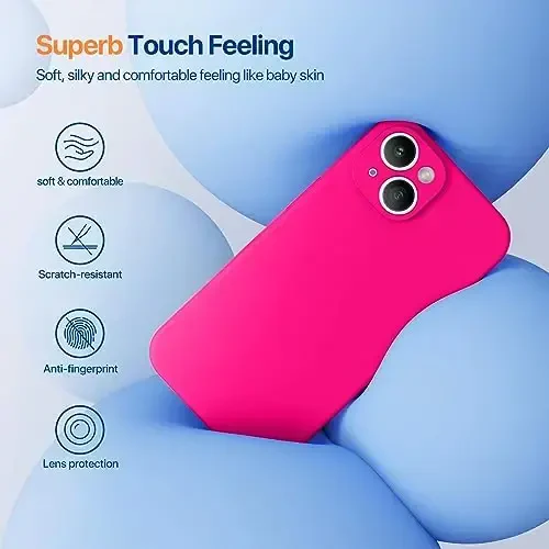 Miracase Designed for iPhone 14 Case with Screen Protector,[Upgraded Enhanced Camera Protection],Shockproof Liquid Silicone Case with Microfiber Lining, 6.1 inch,Hot Pink - 2