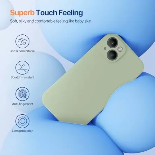 Miracase Designed for iPhone 14 Case with Screen Protector,[Upgraded Enhanced Camera Protection],Shockproof Liquid Silicone Case with Microfiber Lining, 6.1 inch,Patina Green - 3