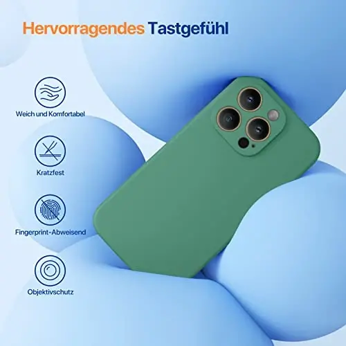 Miracase Designed for iPhone 14 Pro Case with Screen Protector, [Upgraded Camera Protection], Shockproof Liquid Silicone Rubber Phone Case Cover for 14 Pro 6.1 inch, Alpine Green - MIRACASE (1)