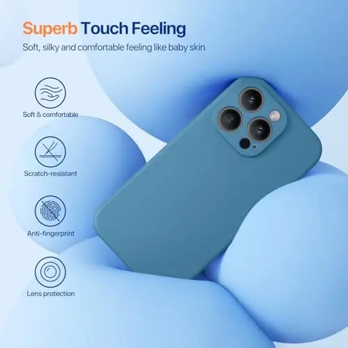 Miracase Designed for iPhone 14 Pro Case with Screen Protector, [Upgraded Camera Protection], Shockproof Liquid Silicone Rubber Phone Case Cover for 14 Pro 6.1 inch, Capri Blue - MIRACASE (1)
