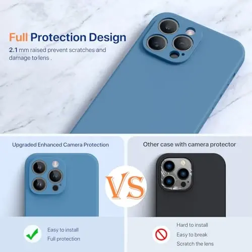 Miracase Designed for iPhone 14 Pro Case with Screen Protector, [Upgraded Camera Protection], Shockproof Liquid Silicone Rubber Phone Case Cover for 14 Pro 6.1 inch, Capri Blue - 6
