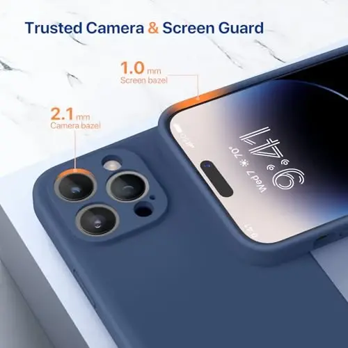 Miracase Designed for iPhone 14 Pro Case with Screen Protector, [Upgraded Camera Protection], Shockproof Liquid Silicone Rubber Phone Case Cover for 14 Pro 6.1 inch, Dark Blue - MIRACASE (1)