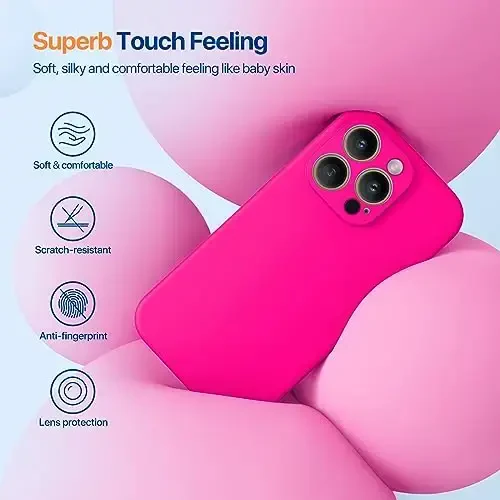 Miracase Designed for iPhone 14 Pro Case with Screen Protector, [Upgraded Camera Protection], Shockproof Liquid Silicone Rubber Phone Case Cover for 14 Pro 6.1 inch, Hot Pink - 3