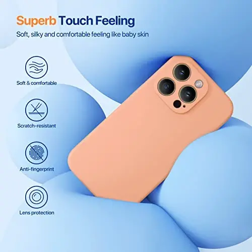 Miracase Designed for iPhone 14 Pro Max Phone Case with Screen Protector,[Upgraded Enhanced Camera Protection],Shockproof Liquid Silicone Case with Microfiber Lining,6.7 inch, Melon Orange - 5