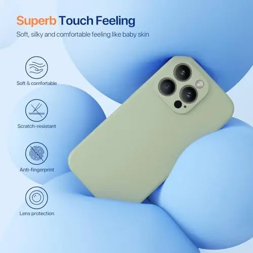 Miracase Designed for iPhone 14 Pro Case with Screen Protector, [Upgraded Camera Protection], Shockproof Liquid Silicone Rubber Phone Case Cover for 14 Pro 6.1 inch, Patina Green - 2