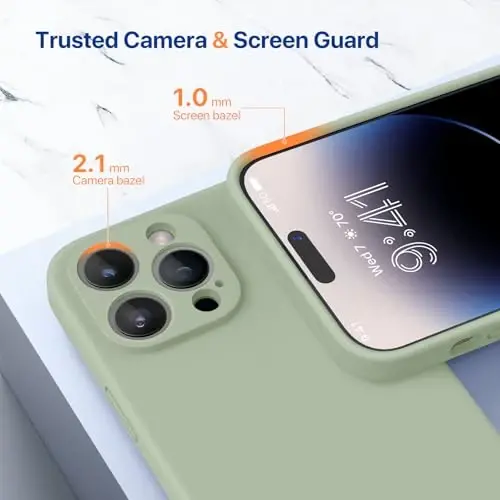 Miracase Designed for iPhone 14 Pro Case with Screen Protector, [Upgraded Camera Protection], Shockproof Liquid Silicone Rubber Phone Case Cover for 14 Pro 6.1 inch, Patina Green - 3