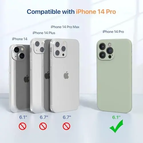 Miracase Designed for iPhone 14 Pro Case with Screen Protector, [Upgraded Camera Protection], Shockproof Liquid Silicone Rubber Phone Case Cover for 14 Pro 6.1 inch, Patina Green - 6