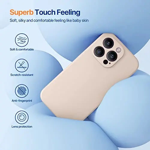 Miracase Designed for iPhone 14 Pro Max Phone Case with Screen Protector,[Upgraded Enhanced Camera Protection],Shockproof Liquid Silicone Case with Microfiber Lining,6.7 inch, Bean Grey - 3