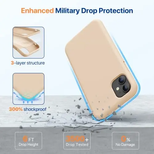 Miracase Designed for iPhone 14 Pro Max Phone Case with Screen Protector,[Upgraded Enhanced Camera Protection],Shockproof Liquid Silicone Case with Microfiber Lining,6.7 inch, Bean Grey - 2