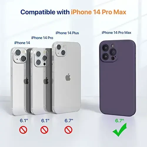 Miracase Designed for iPhone 14 Pro Max Phone Case with Screen Protector,[Upgraded Enhanced Camera Protection],Shockproof Liquid Silicone Case with Microfiber Lining,6.7 inch, Dark Purple - 6