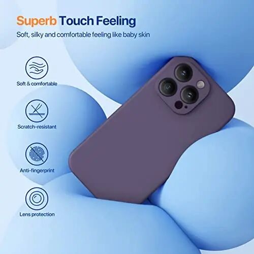 Miracase Designed for iPhone 14 Pro Max Phone Case with Screen Protector,[Upgraded Enhanced Camera Protection],Shockproof Liquid Silicone Case with Microfiber Lining,6.7 inch, Dark Purple - 3