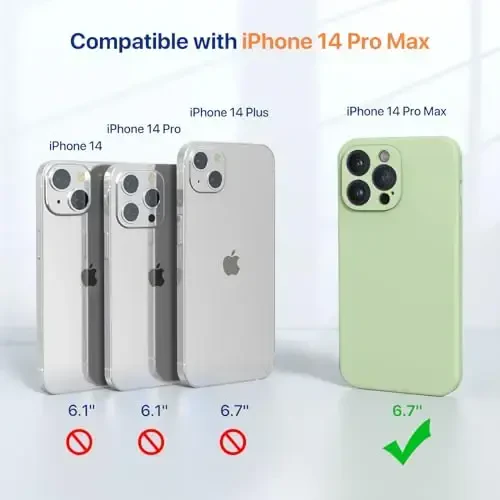 Miracase Designed for iPhone 14 Pro Max Phone Case with Screen Protector,[Upgraded Enhanced Camera Protection],Shockproof Liquid Silicone Case with Microfiber Lining,6.7 inch, Matcha Green - 5