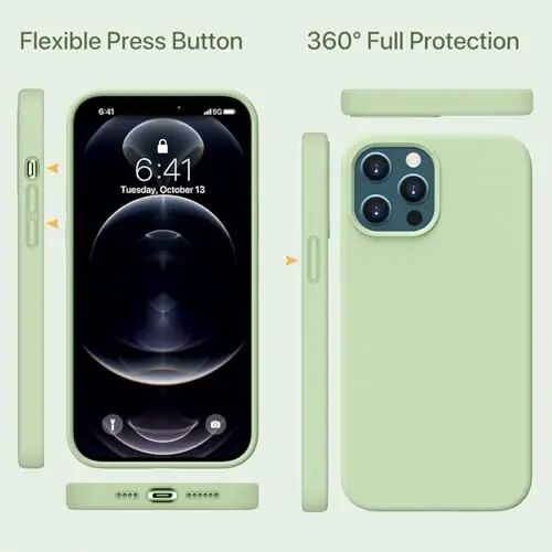 Miracase Designed for iPhone 14 Pro Max Phone Case with Screen Protector,[Upgraded Enhanced Camera Protection],Shockproof Liquid Silicone Case with Microfiber Lining,6.7 inch, Matcha Green - 4
