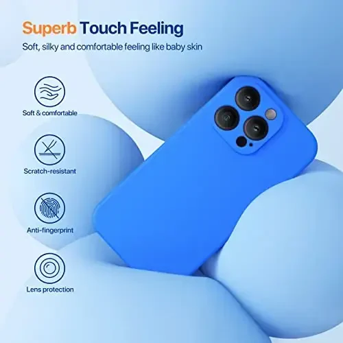 Miracase Designed for iPhone 14 Pro Max Phone Case with Screen Protector,[Upgraded Enhanced Camera Protection],Shockproof Liquid Silicone Case with Microfiber Lining,6.7 inch, Mediterranean Blue - 3