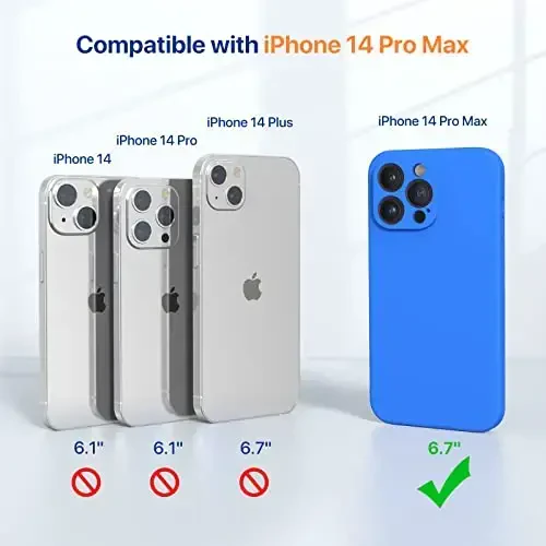 Miracase Designed for iPhone 14 Pro Max Phone Case with Screen Protector,[Upgraded Enhanced Camera Protection],Shockproof Liquid Silicone Case with Microfiber Lining,6.7 inch, Mediterranean Blue - 6