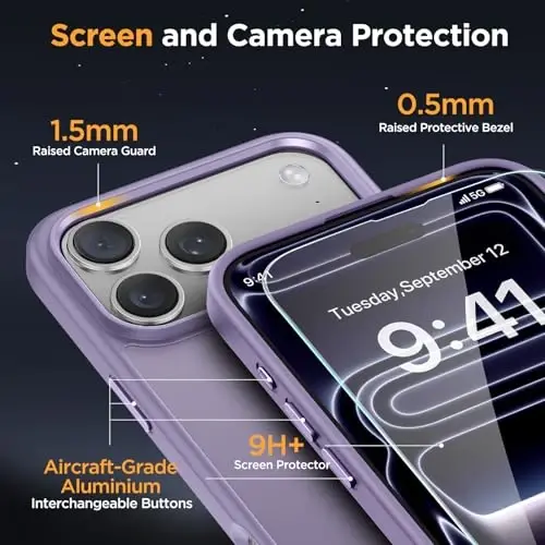miracase Magnetic for iPhone 17 Pro Max Case with Screen Protector [Compatible with MagSafe] Slim Thin Phone Case Military-Grade Protected for 17 ProMax Cover Bumper 6.9