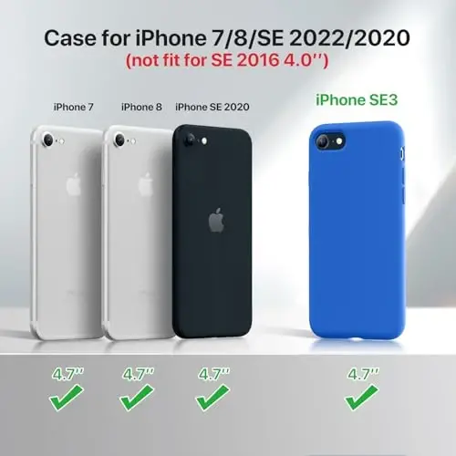 miracase Ultra Slim Designed for iPhone SE Case 2022(3rd Gen)/iPhone SE Case(2nd Gen)/iPhone 7 Case/iPhone 8 Case with Screen Protector, Multi-Color Silicone Shockproof Phone Case(Mediterranean Blue) - 5