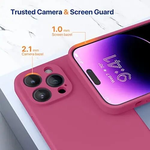 Miracase for iPhone 14 Pro Max Case, Silicone, Ice Red | Shockproof Liquid Silicone Case with Microfiber Lining,6.7 inch - 5