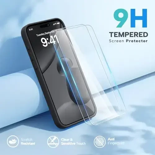 Miracase for iPhone 15 Pro Max Case, [with 2X Screen Protectors], Compatible with MagSafe, Liquid Silicone Case Shockproof Drop Protection Phone Case for 15 Pro Max, Black Magnetic - 2