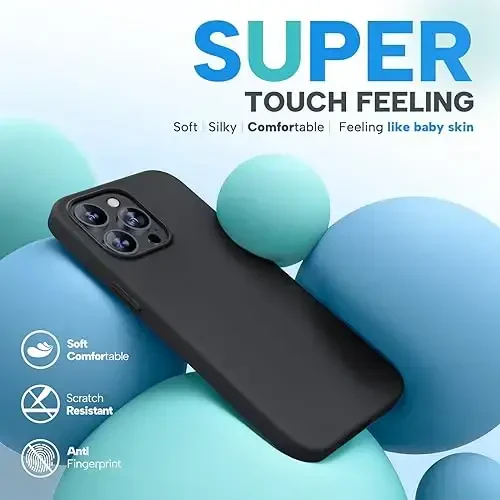 Miracase for iPhone 15 Pro Max Case, [with 2X Screen Protectors], Compatible with MagSafe, Liquid Silicone Case Shockproof Drop Protection Phone Case for 15 Pro Max, Black Magnetic - 5