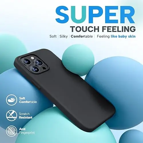 Miracase for iPhone 15 Pro Max Case, [with 2X Screen Protectors], Compatible with MagSafe, Liquid Silicone Case Shockproof Drop Protection Phone Case for 15 Pro Max, Black Magnetic - 5