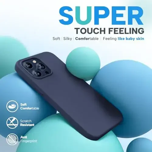 Miracase for iPhone 15 Pro Max Case, [with 2X Screen Protectors], Compatible with MagSafe, Liquid Silicone Case Shockproof Drop Protection Phone Case for 15 Pro Max, Dark Blue Magnetic - 3